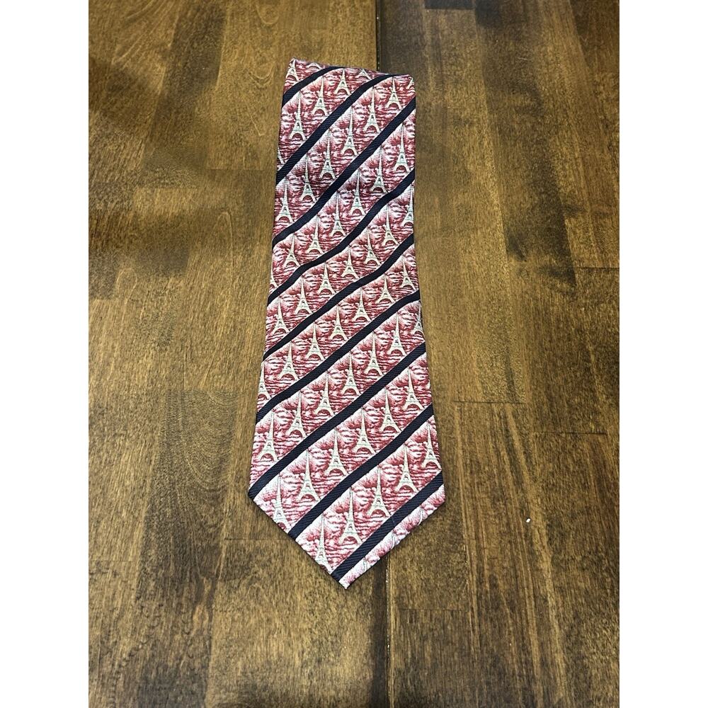 Victor Laurent Paris Eiffel Tower Pattern Silk Necktie Vintage Classic